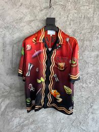 2022 Summer the latest designer casual shirt ~ US size high-quality silk material beautiful print design mens luxury short-sleeved shirt