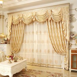Curtain & Drapes Custom Curtains Luxury High Class European French Yellow Embroidered Yarn Dyed Cloth Blackout Tulle Valance N307Curtain Dra