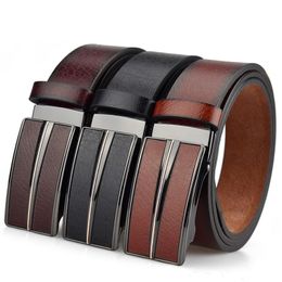 Belts Mens Business Style Belt Black Pu Leather Strap Male Automatic Buckle For Men Top Quality Ceinture Homme JeansBelts