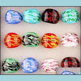 Band Rings Jewellery Wholesale Bk 12Pcs Dream Spring Style Murano Glass Lampwork Ring Eternity Men Wedding Party Valentine Dh6Ls
