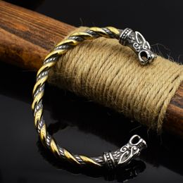 Stainless Viking Myth Nordic Pirate Steel Two-Tone Vintage Bracelet Titanium Steels Double Dragon Bracelets
