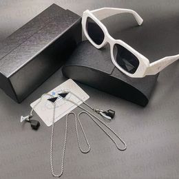 Mode-Sonnenbrille, geometrisches Design, P-Herren-Sonnenbrille, schwarze Sommerbrille, Strand-Rechteck-Sonnenschutz mit luxuriöser Edelstahl-Brillenkette