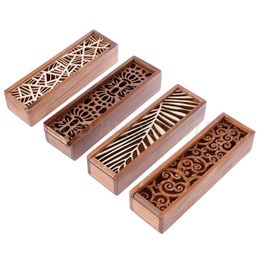 Storage Boxes & Bins Retro Wooden Stationery Case Hollow Out Desktop Pencil Organiser Drop