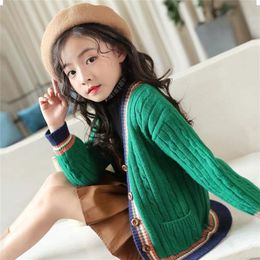 Kids Girls Cardigan Spring Autumn Knitted Sweaters Button Pure Color Knit Clothes for Teen School Girls Children Clothing LJ201128