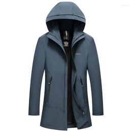 Men's Trench Coats Brand Spring Autumn Men Hooded Long Superior Quality Male Fashion Outerwear Jackets Windbreaker Plus Size S-4XL Viol22