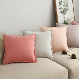 Cushion/Decorative Pillow Nordic Plain Cushion Cover 30x50 45x45 60x60 CM Fashion Light Pink Luxury Sofa Pillowcase Couch CaseCushion/Decora