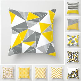 Pillow Case Yellow Geometric Cushion Covers Diamond Square Pillow Case s Striped Bedroom Sofa Soft Throw s 220714