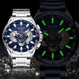 Curren Fashion Style Mens Quartz Watches Business Steel Strap Watch Men Waterproof Sport Male Clock Relogio Masculino