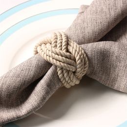 10pcs Model room natural jute napkin ring rope woven napkin buckle linen rope napkin ring 201124