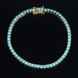 Fashion Turquoises Bracelets for Women Girl Simple Classic 3mm Blue Stone Tennis Charm Bracelet Bangle Trendy Jewelry