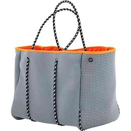 factory price pure soild color gray big capacity summer bag handbag custom printing dign zipper neoprene tote bag for beach