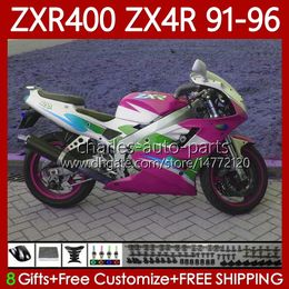 Fairings Kit For KAWASAKI NINJA ZX4R 400CC ZXR-400 1991 1992 1993 Rose white 94 95 96 Bodywork 138No.79 ZXR 400 CC ZX-4R ZX 4R Cowling ZXR400 91 92 93 1994 1995 1996 Body