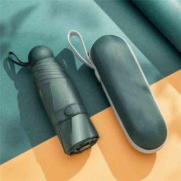 Sun umbrella sunscreen anti ultraviolet sunny and rain dual use female five folding capsule small portable sunshade umbrella 210320