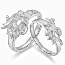 Dragon Phoenix Open Ring for Men Women Heroic Spirit Silver Colour Dragon Hyperbole Male Rings Punk Style Men Jewellery