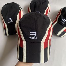 Mens Baseball Cap Striped Stitching Letters Logo Embroidered Red Stripe Cap 22s Casual Active Sports Hats for Men and Women