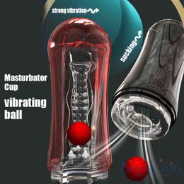 NXY Sex Men Masturbators Sourcion Male Masturbator Cup with 10 Speed Vibrating Ball Fantasies Stimulation Man Toys Vacuum Sucking Toy 0412