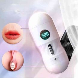 NXY Sex Men Masturbators Pleasure Plane Cup Men's Electric Double Point Masturbation Device Counting Training Exercise Adult Products 0304