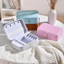 Jewelry Pouches Bags Four Colors PU Leather Storage Box Portable Mini Simple Girl Heart Travel Carry Can Put Ring Earrings Lipstick Wynn22