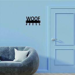 WOOF Dog Key Rack Hanger & Organizer - 6 inch Wide Metal Wall Art