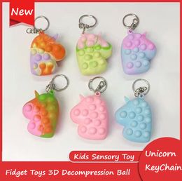 Unicorn Key Chain Fidget Toys 3D Decompression Ball Pendant Gameplay Anti Stress Kids Sensory Toy Gift