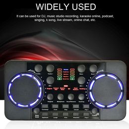 New Design Pro Live Streaming Sound Card 10 Sound Adjustable Effects BT 4.0 Audio Interface Mixer for Phone PC Computer Usb