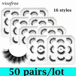 False Eyelashes Wholesale 25/50 Pairs Visofree 3D Mink Lashes Natural Soft Wispy Makeup Fake Eye Cilios In BulkFalse