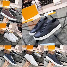 Men's printed casual shoes fashion genuine leather flat black and white embroidered multicolor running shoes outdoor walking coach fitness sneakers