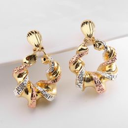 Dangle & Chandelier Luxury Jewellery Earrings For Women Sliver & Gold Rose Plated Pendant Round Shape Wedding Bridal Exquisite Trend Gifts