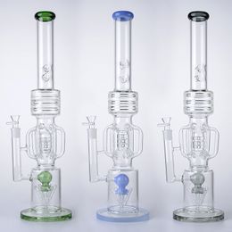 Big Glass Bong Hookahs Drum Barrel Perc Recycler Water Pipes Thick Glass Oil Dab Rigs Slitted Rocket Percolator 14mm Female Joint Bongs With Bowl