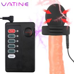 VATINE Male Masturbation Penis Electro Stimulator sexy Toys For Men Electric Shock Massage Delay Training Glans Trainer