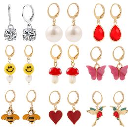 UPS popular earring set simple earrings in Europe and America smiling face butterfly mushroom soft pottery Mini Earrings