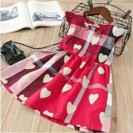 Children Girl Plaid Dress Fashion Princess Summer Outfit Causal Cute Heart Kids Clothing for 2-6 Years Birthday Party Wear Dresses