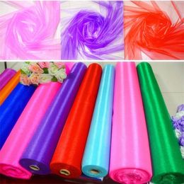 sheer organza fabric roll Canada - HAOCHU 0.75m Wide * 20m Long Organza Fabric Crystal Sheer Tulle Roll Drapes Wedding Party Decoration 19 Color for Choose 220429