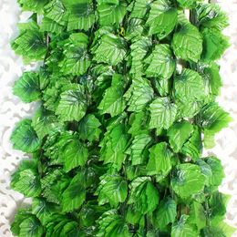 Decorative Flowers & Wreaths Pieces Artificial Vines Grape Leaves Ivy Green Plants Home Garden Party Decoration Plastic AccessoriesDecorativ