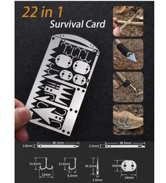 Card 22 In 1 Survival Card-Multi Purpose Pocket Tool Stainless Steel Survival Camping Hiking Fishing Hunting Tools