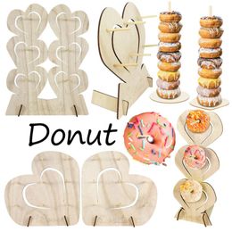 Party Decoration Wooden Heart Shape Donut Stand Wedding/Birthday/Baby Shower Dessert Sweetheart Table Decor Wall With HolderParty
