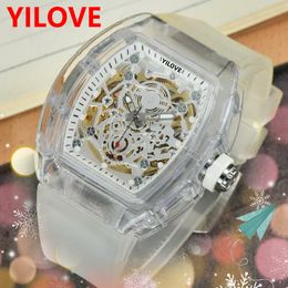 Trendy Fashion Hollow Men's Luxury Watch 43mm Personality Design Style Automatic Dating Clock Mechanical Self-Winding Movement Top Wristwatch