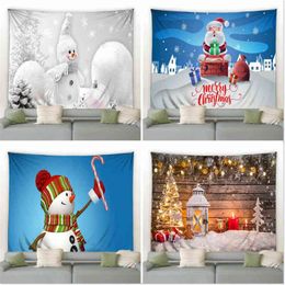 Christmas Wall Carpet Funny Santa Snowman Xmas Balls Gifts Fireplace Snowflakes Home Decor Hanging For Dorm Living Room J220804