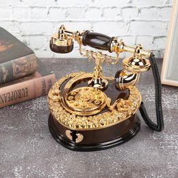 Decorative Objects & Figurines Retro European Style Phone Shaped Musical Box Creative Presents Jewellery Storage Organiser Case Home Ornaments
