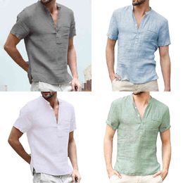 2022 Summer New Men's Short-Sleeved T-shirt Cotton and Linen Led Casual Men's T-shirt Shirt Male Breathable S-3XL Y220606