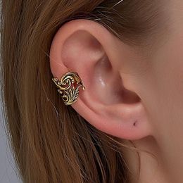 Clip-on & Screw Back Trend Earring Simple Leaf Earrings For Women Retro Gothic Copper Ear Bone Clip Without Pierced Friend Gift Korean Jewel