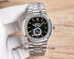 High quality men's watches 40mm KF factory made PP 8215 movement lunar diamond automatic mechanical watch 904L sapphire fashion diving Wristwatch-2