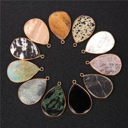 Pendant Necklaces Natural Stone Charm Water Drop Amethysts Quartz Labradorite Pendants For Jewelry Making DIY Necklace EarringsPendant