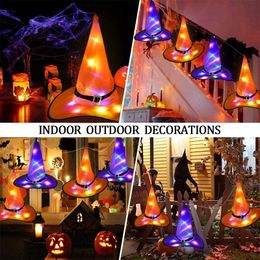 Party Decoration Halloween LED Lights Witch Hats Costume Cosplay Props Outdoor Tree Hanging Ornament DecorParty