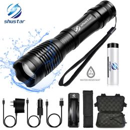 Waterproof LED flashlight T6L2 Tactics led torch Zoomable flashlight 5 switch modes light with 18650 battery charger 220601