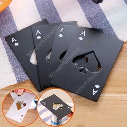 Stainless Steel Playing Poker Card Ace Heart Shaped Soda Beer Red Wine Cap Can Bottle Opener Bar Tool Openers 100pcs DAW458