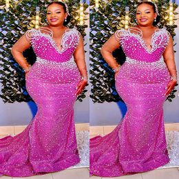 2022 Plus Size Arabic Aso Ebi Mermaid Luxurious Stylish Prom Dresses Pearls Sexy Evening Formal Party Second Reception Birthday Engagement Gowns Dress ZJ165
