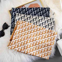 georgette shawl UK - LGQ3 Spring and autumn Korean scarves for women's versatile fashion printing thousand bird lattice thin scarf High version category