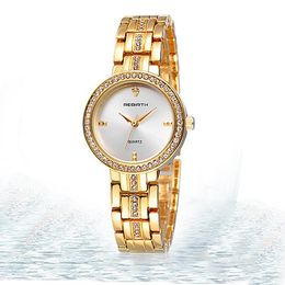 Wristwatches Luxury Women Gold Watch Rhinestone Stainless Steel Hardlex QUARTZ Watches Relojes Para Mujer Gifts