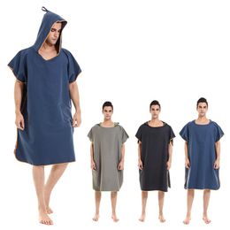 Women's Swimwear Solid Colour Double Sided Velvet Fashion Adult Hooded Beach Changing Cloak Bathrobe 3D Printing Large Size Loose Hoode Bath